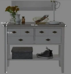 Wohnen Tisch Kommode Mirandesca in Weiß Grau