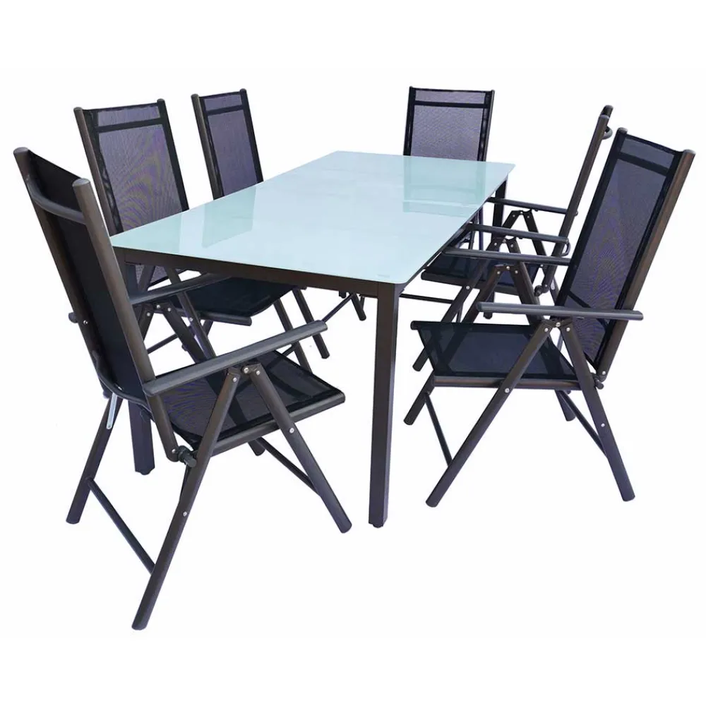 Wohnen Metall-Gartenmöbel|Balkonmöbel*Tisch mit Klappstühlen für den Garten - Anlina (siebenteilig)