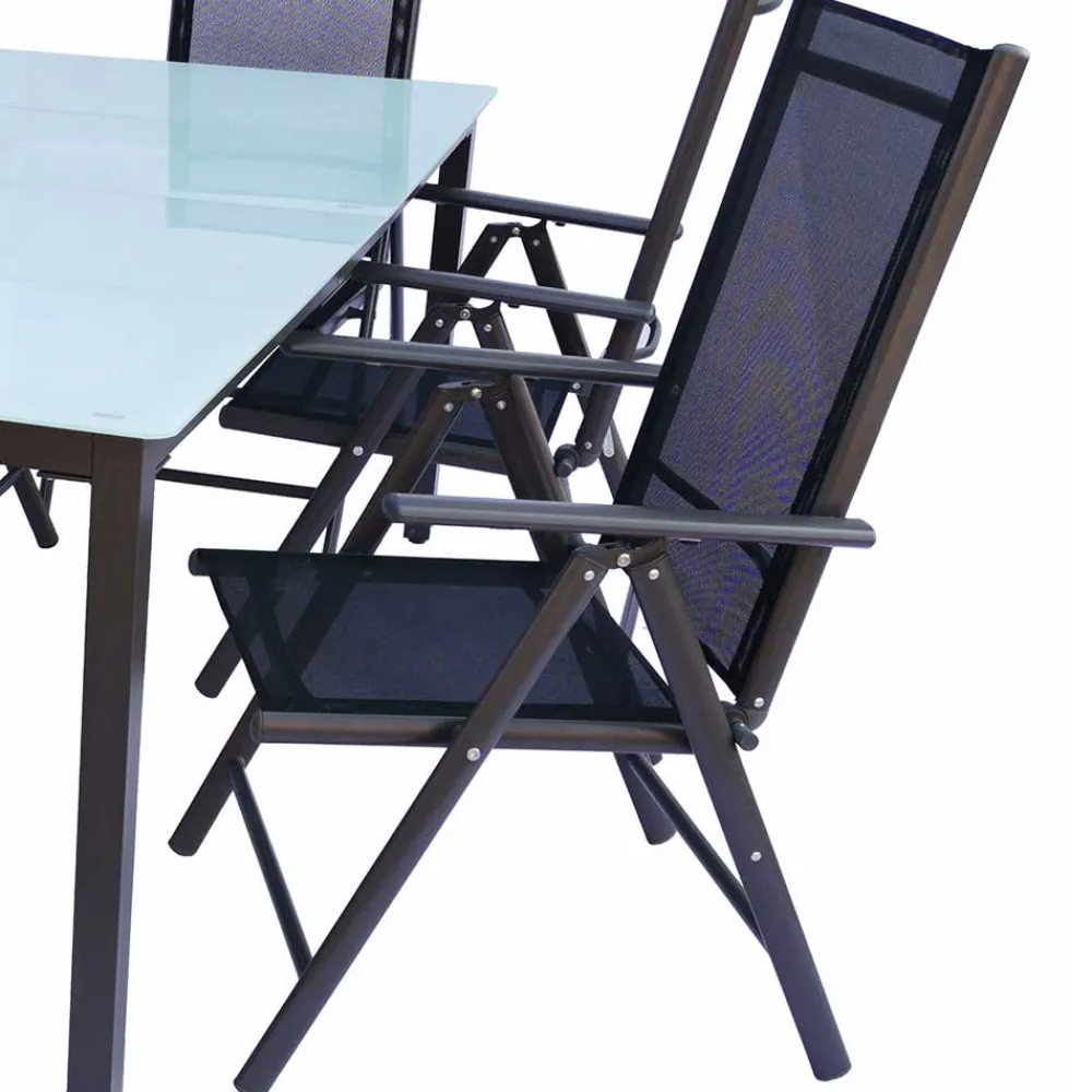 Wohnen Metall-Gartenmöbel|Balkonmöbel*Tisch mit Klappstühlen für den Garten - Anlina (siebenteilig)