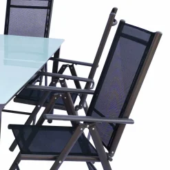 Wohnen Metall-Gartenmöbel|Balkonmöbel*Tisch mit Klappstühlen für den Garten - Anlina (siebenteilig)