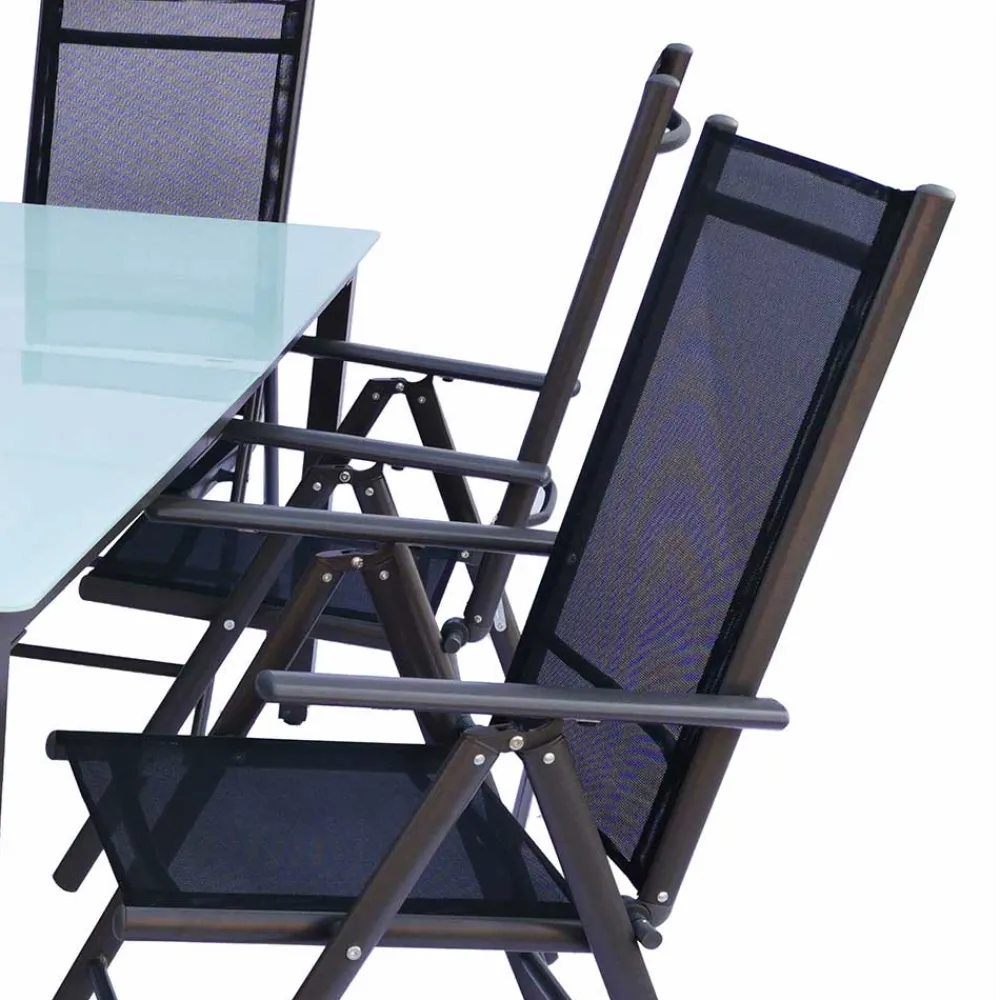 Wohnen Metall-Gartenmöbel|Balkonmöbel*Tisch mit Klappstühlen für den Garten - Anlina (siebenteilig)