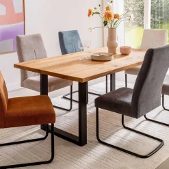 Wohnen Tisch mit Wildeiche Massivholzplatte - Guven