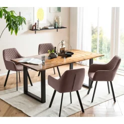 Wohnen Tischgruppe in Braun mit Schwarz - Bruce (fünfteilig)