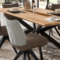 Wohnen Tischgruppe mit Drehstühlen Set - Niam (siebenteilig)