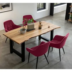 Wohnen Sitzgruppe|Küchen-Essgruppen*Tischgruppe mit vier roten Stühlen - Syrec (fünfteilig)