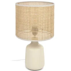 Wohnen Tischleuchte aus Bambus Geflecht in Beige - Veromica