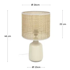 Wohnen Tischleuchte aus Bambus Geflecht in Beige - Veromica