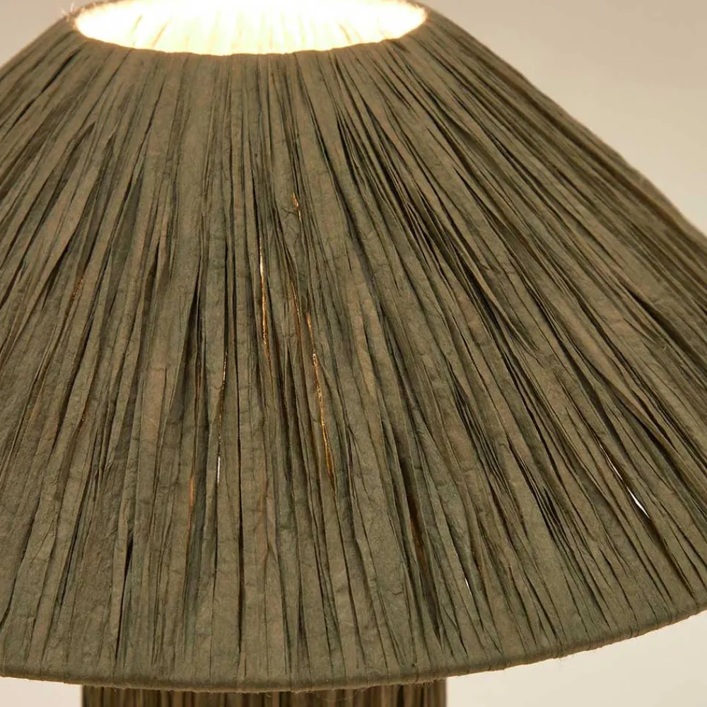 Wohnen Rattanmöbel|Lampen & Leuchten*Tischleuchte in Graugrün aus Raffia - Dasanti