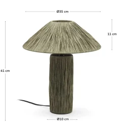 Wohnen Rattanmöbel|Lampen & Leuchten*Tischleuchte in Graugrün aus Raffia - Dasanti