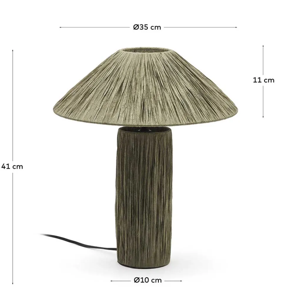 Wohnen Rattanmöbel|Lampen & Leuchten*Tischleuchte in Graugrün aus Raffia - Dasanti