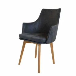 Wohnen Küchenstühle|Esszimmerstühle*Tischsessel in Anthrazit Microfaser Bastiona mit Gestell Wildeiche