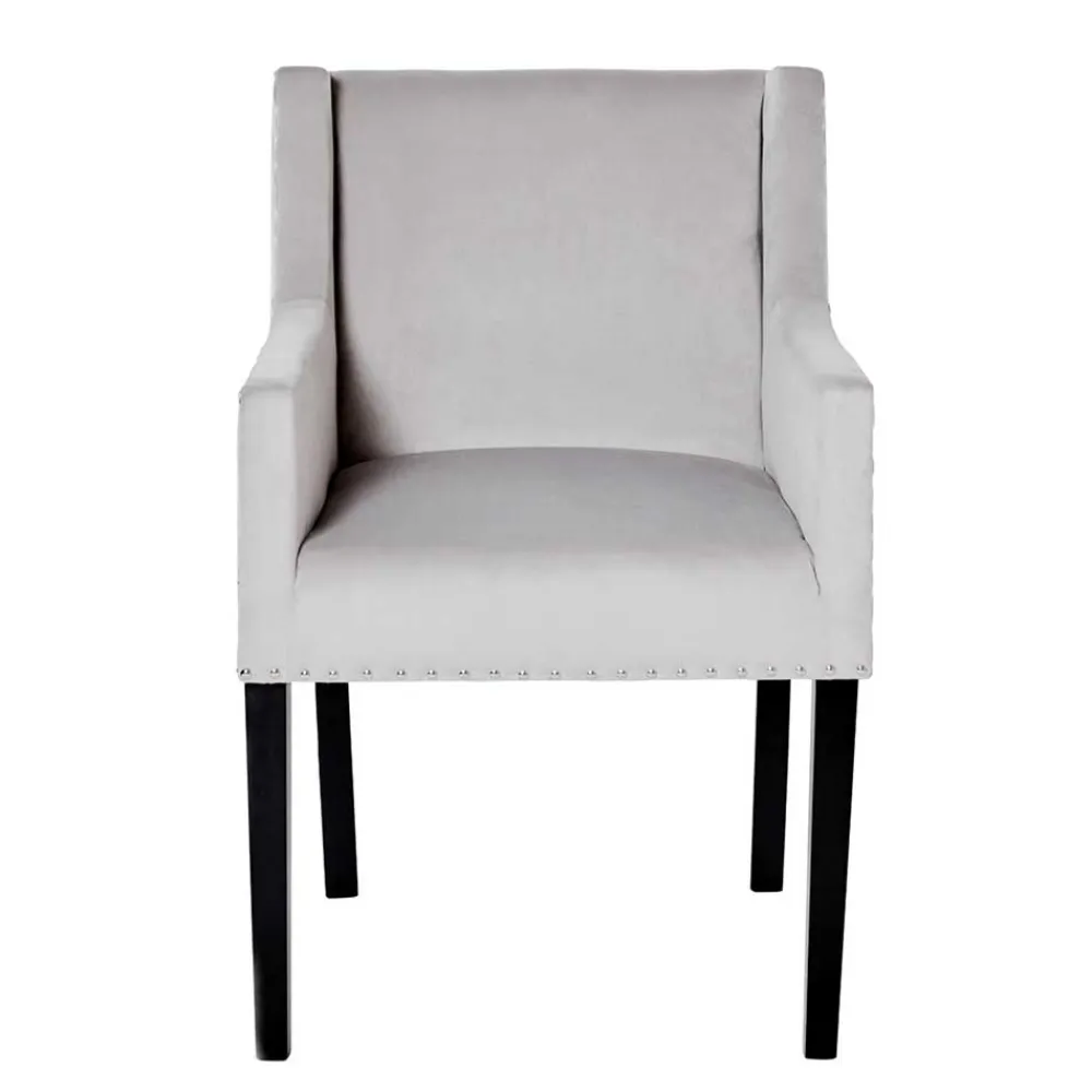 Wohnen Wohnzimmerstühle*Tischsessel in Silbergrau Samt - Syriana