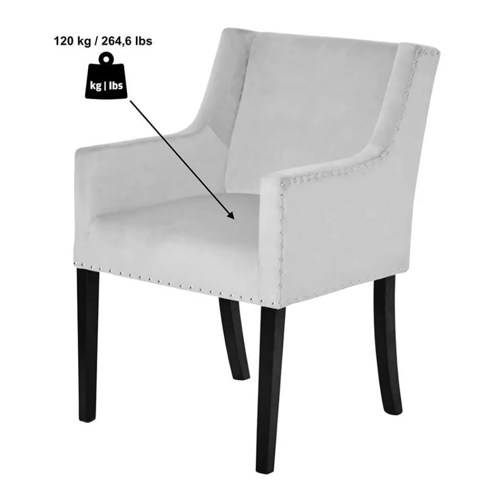 Wohnen Wohnzimmerstühle*Tischsessel in Silbergrau Samt - Syriana