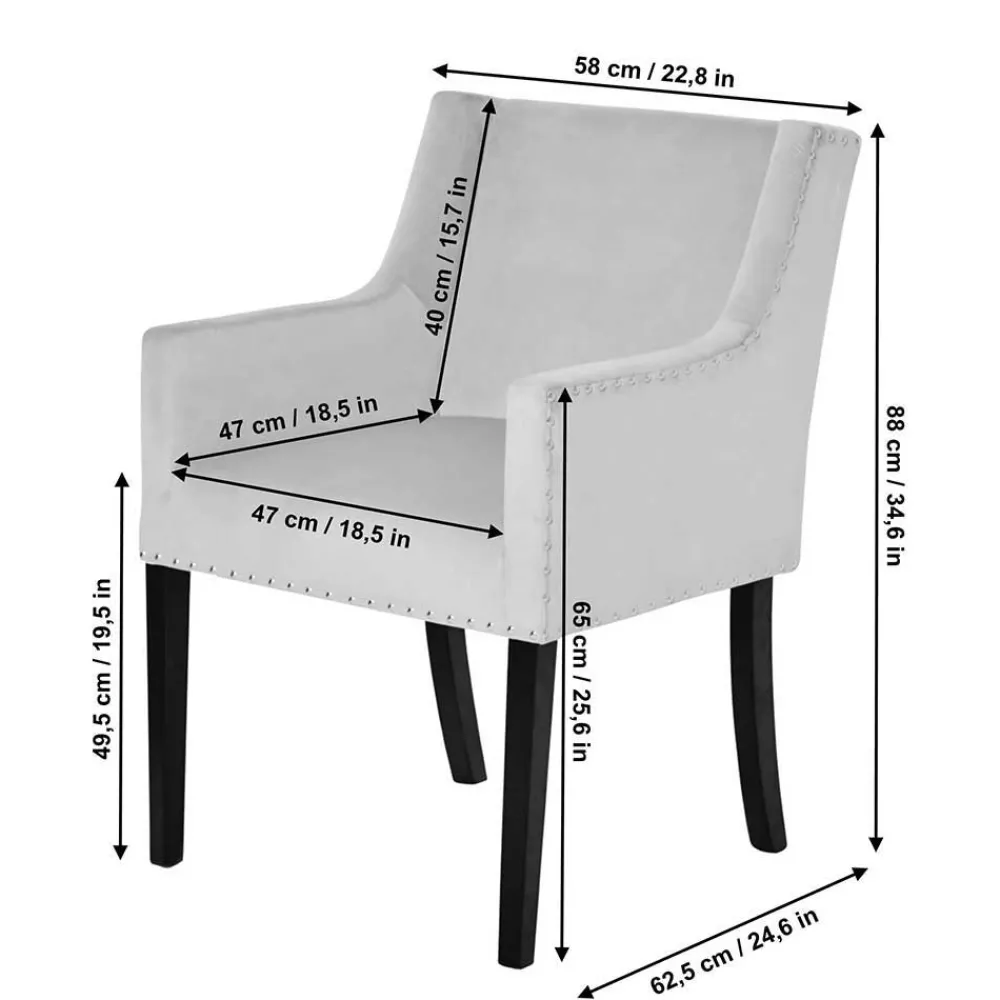 Wohnen Wohnzimmerstühle*Tischsessel in Silbergrau Samt - Syriana