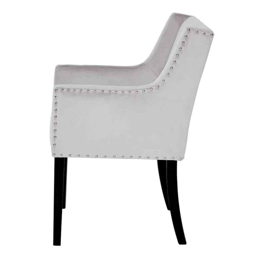 Wohnen Wohnzimmerstühle*Tischsessel in Silbergrau Samt - Syriana