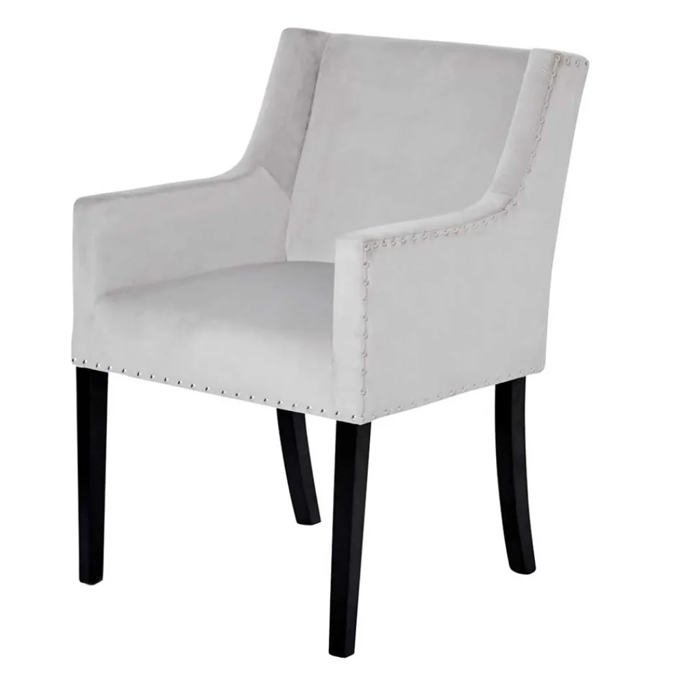 Wohnen Wohnzimmerstühle*Tischsessel in Silbergrau Samt - Syriana