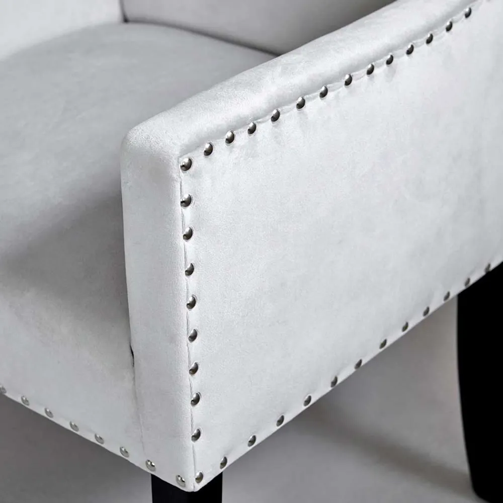 Wohnen Wohnzimmerstühle*Tischsessel in Silbergrau Samt - Syriana