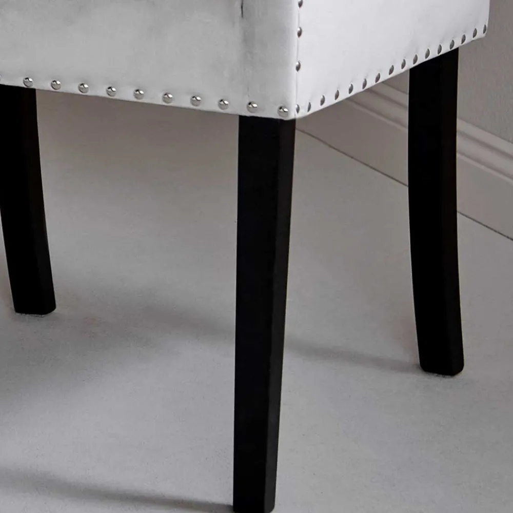 Wohnen Wohnzimmerstühle*Tischsessel in Silbergrau Samt - Syriana