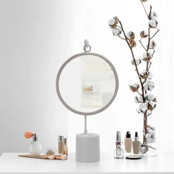 Wohnen Tischspiegel in Silberfarben und Weiß - Cavan