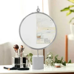 Wohnen Tischspiegel in Silberfarben und Weiß - Cavan