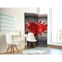 Wohnen Paravents|Wohnzimmer-Regale*3-tlg Paravent Betonwand & rote Farbe - Zibao