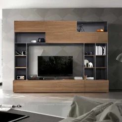 Wohnen Wohnwände|Wohnwand*Tolle TV Wand in Nussbaum & Grau - Niels