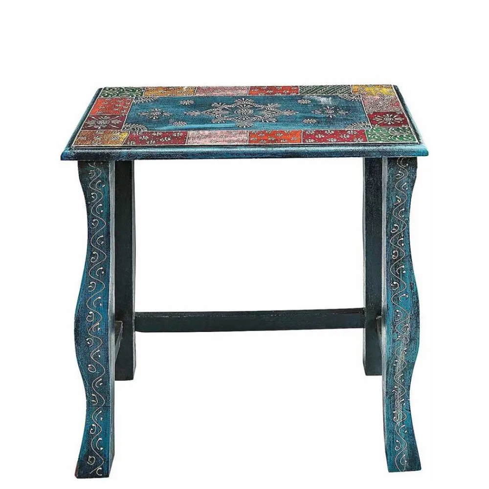 Wohnen Naturholzmöbel|Massivholzmöbel*Toller Dreisatztisch in Blau & Bunt - Faneno (dreiteilig)