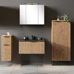 Wohnen Badezimmer Komplett*Topp Badmöbel-Kombination zweifarbig - Crystoga (vierteilig)