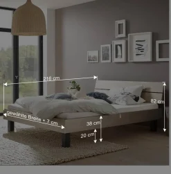 Wohnen Betten|Betten*Topp Bettgestell mit Kopfteil in Silber Grau - Domago