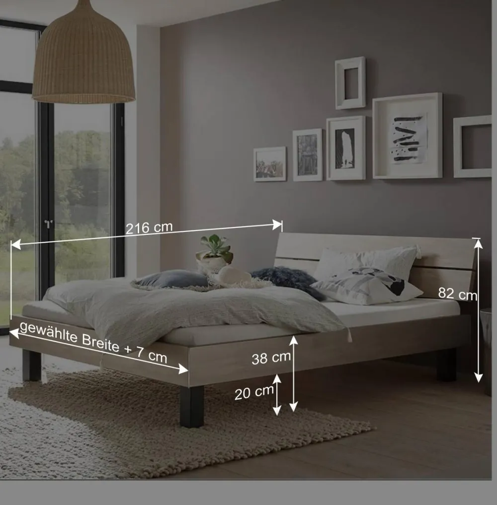 Wohnen Betten|Betten*Topp Bettgestell mit Kopfteil in Silber Grau - Domago