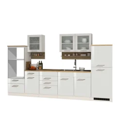 Wohnen Küche Komplett|Küchenzeilen*Topp Leerblock Küche in Weiß - Cuneo I (zehnteilig)