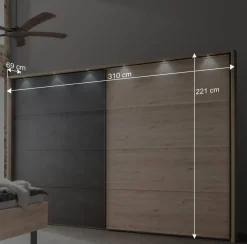 Wohnen Kleiderschränke|Kleiderschränke*Topp Schlafzimmerschrank mit zwei Schwebetüren - Licruva