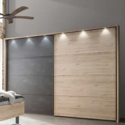 Wohnen Kleiderschränke|Kleiderschränke*Topp Schlafzimmerschrank mit zwei Schwebetüren - Licruva