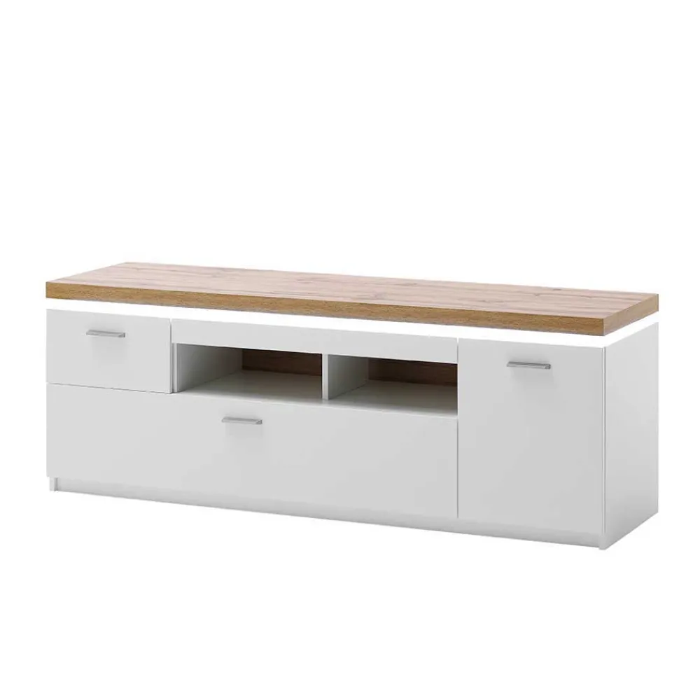 Wohnen Sideboards & Kommoden|Tv & Hifi-Möbel*Topp TV Element in Weiß & Wildeiche mit LED - Caldri