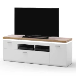 Wohnen Sideboards & Kommoden|Tv & Hifi-Möbel*Topp TV Element in Weiß & Wildeiche mit LED - Caldri