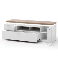 Wohnen Sideboards & Kommoden|Tv & Hifi-Möbel*Topp TV Element in Weiß & Wildeiche mit LED - Caldri
