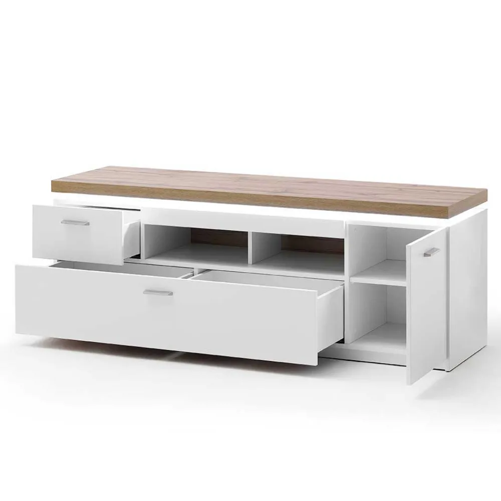 Wohnen Sideboards & Kommoden|Tv & Hifi-Möbel*Topp TV Element in Weiß & Wildeiche mit LED - Caldri
