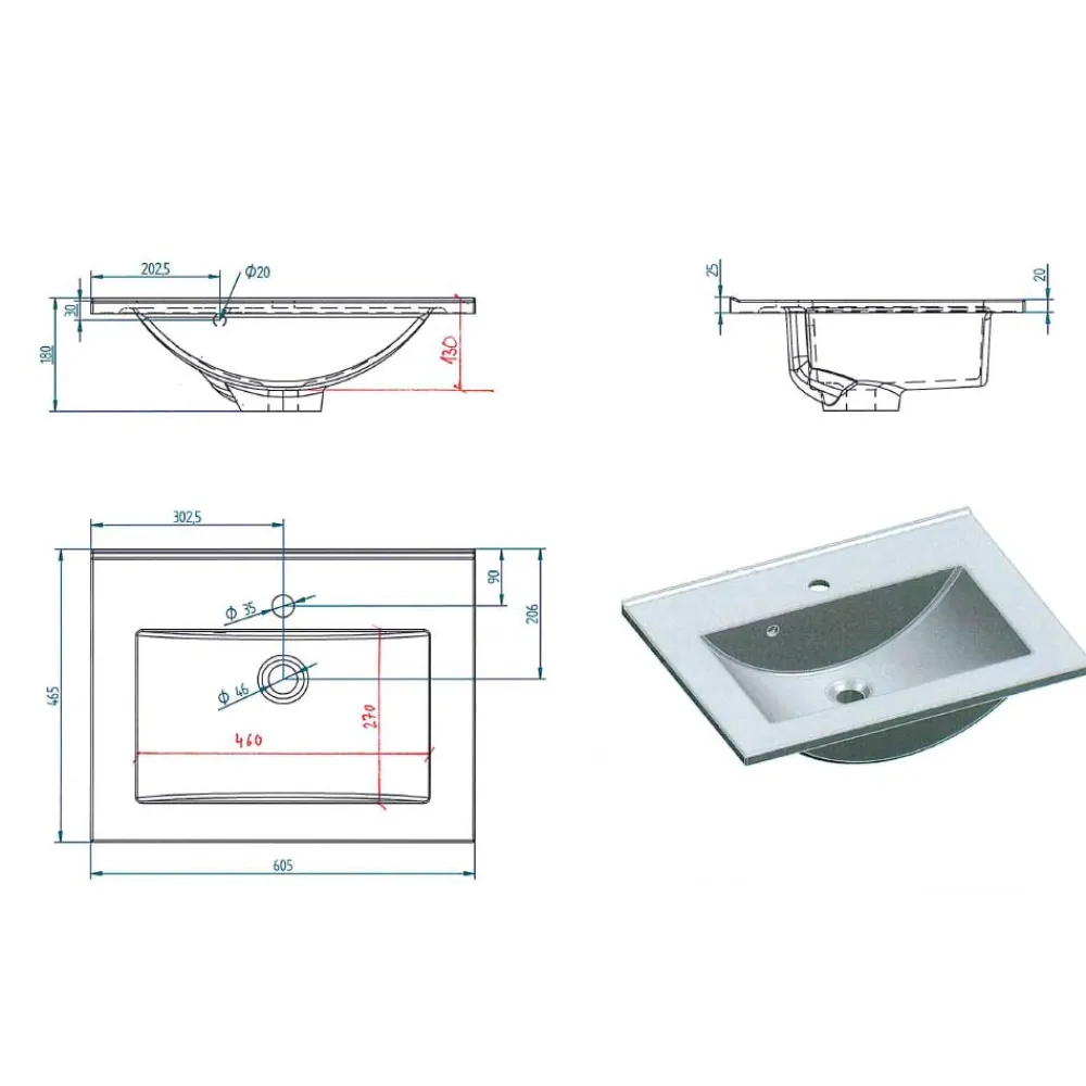 Wohnen Waschtisch|Waschbeckenunterschränke*Topp Waschtisch mit Becken zum Aufhängen - Lemnas