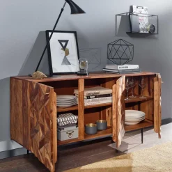 Wohnen Türen-Kommode aus Sheesham Massivholz - Akke