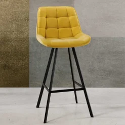 Wohnen Tresenstühle in Gelb Stoff - Gonron (2er Set)