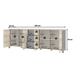 Wohnen 4-türige Anrichte mit drei Schubladen - Simeona