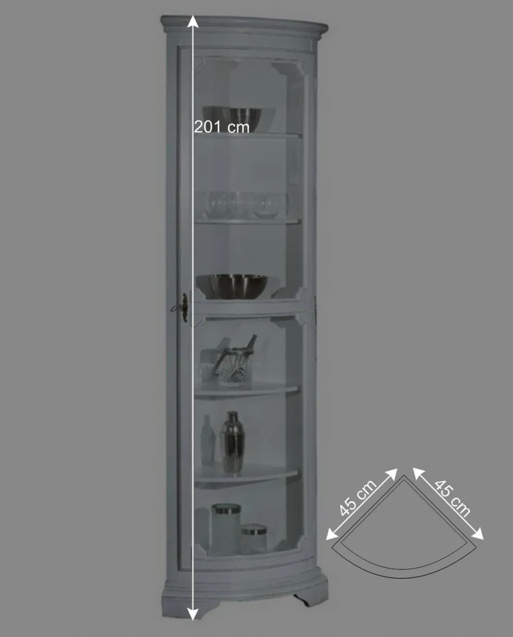 Wohnen Vintage Möbel|Esszimmer-Vitrinen*1-türige Eckvitrine im Vintage Design - Zarinas