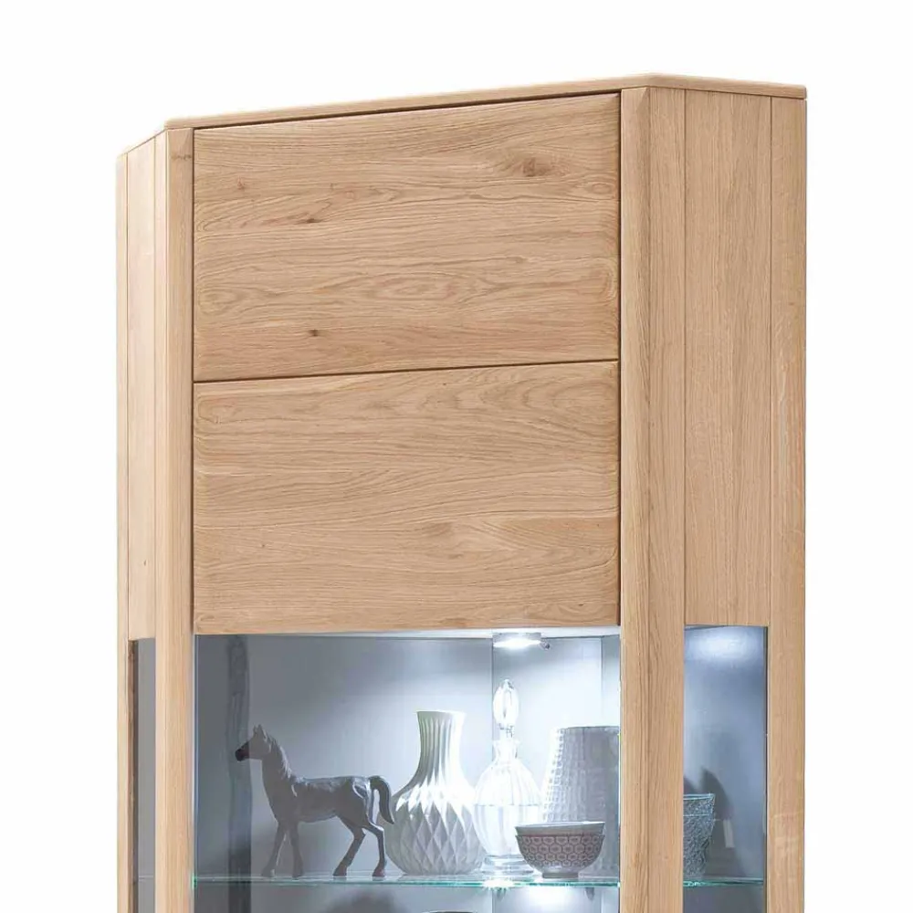Wohnen 1-türige Eck-Vitrine in Eiche Bianco - Vernella