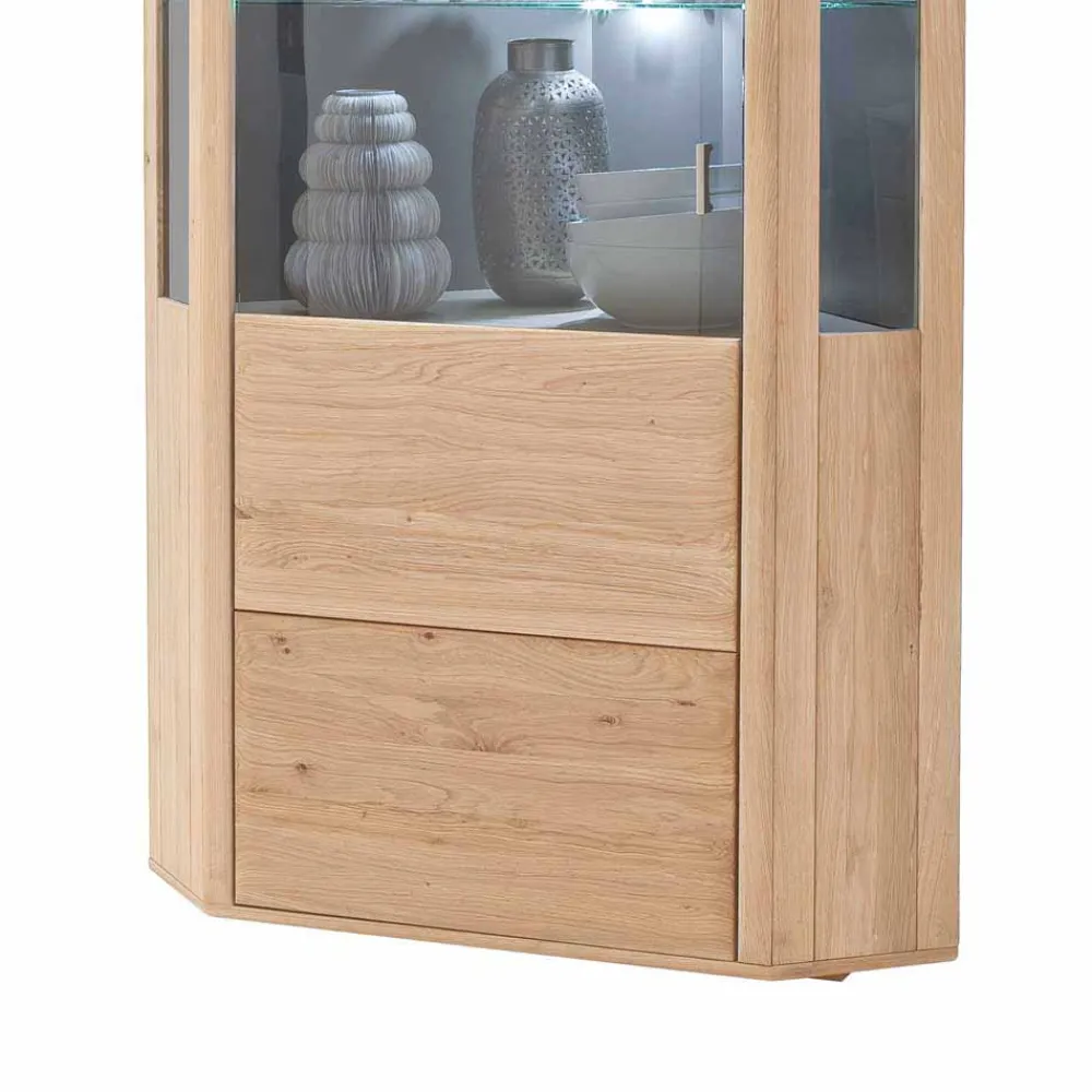 Wohnen 1-türige Eck-Vitrine in Eiche Bianco - Vernella