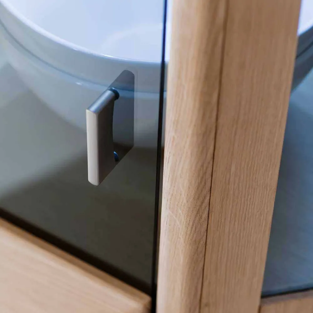 Wohnen 1-türige Eck-Vitrine in Eiche Bianco - Vernella