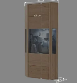 Wohnen 1-türige Eck-Vitrine in Eiche Bianco - Vernella