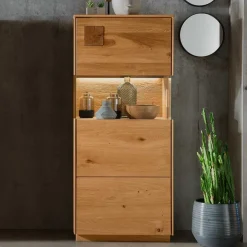 Wohnen Esszimmer-Vitrinen|Esszimmerschränke*1-türige Highboard Vitrine aus Wildeiche - Millena