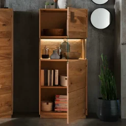 Wohnen Esszimmer-Vitrinen|Esszimmerschränke*1-türige Highboard Vitrine aus Wildeiche - Millena