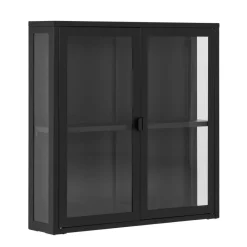 Wohnen 2-türige Hängevitrine in Schwarz - Entury