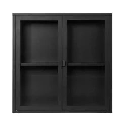 Wohnen 2-türige Hängevitrine in Schwarz - Entury